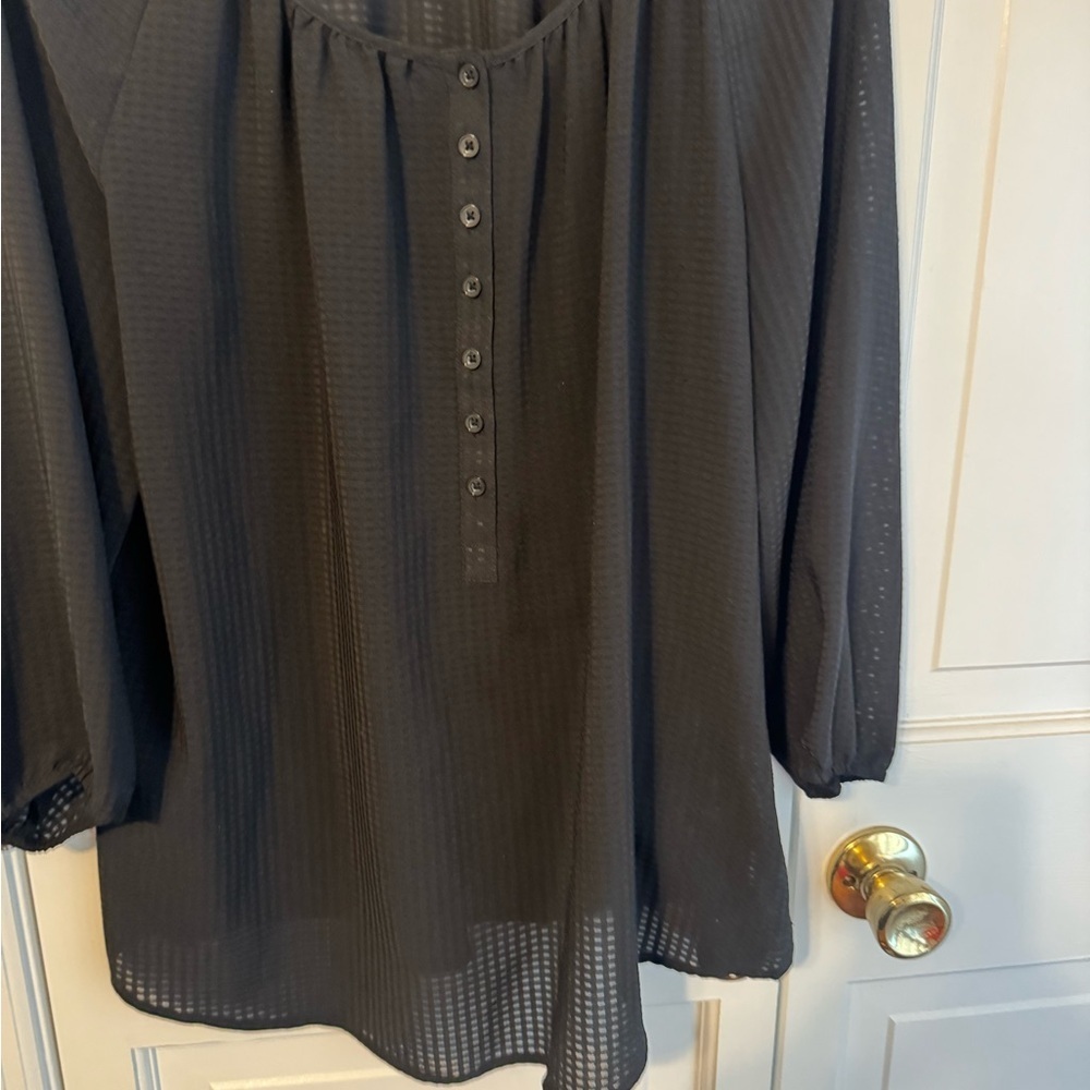 Charter Club Black Women's Textured Top, L - Picture 5 of 7